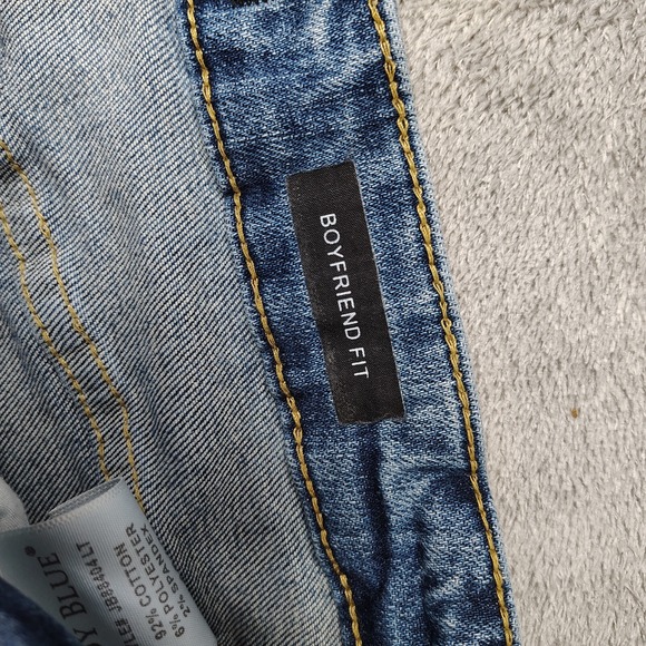 Judy Blue Jeans Womens 32 Blue Boyfriend Medium Wash Distressed Stretch Denim - Picture 12 of 16